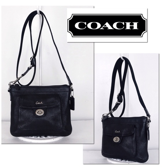 Coach Handbags - Coach Black Pebble Leather Turnlock Crossbody Bag